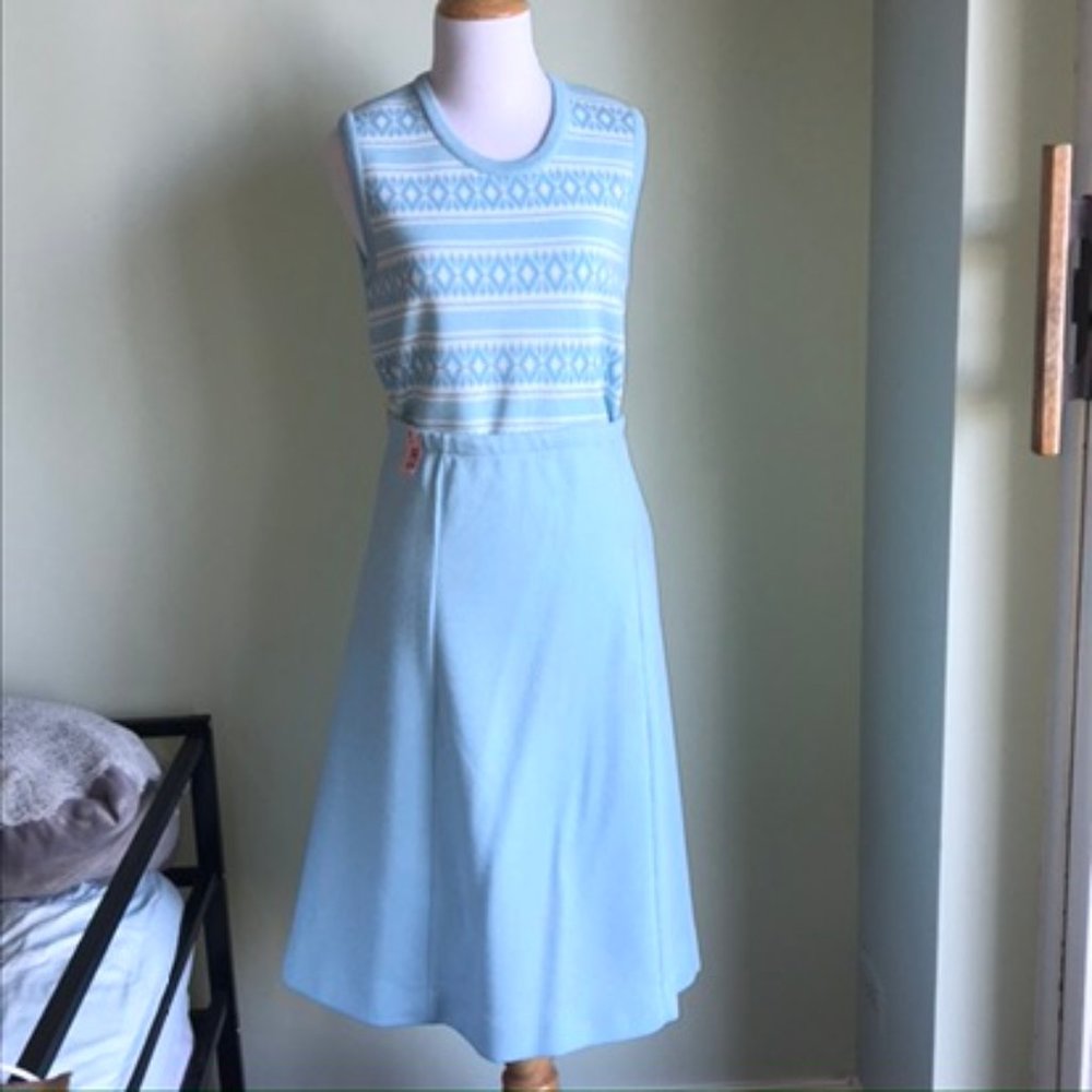 60s Vintage 3 Piece Light Blue and White set